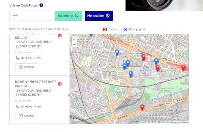 Screenshot of the ANTS-approved photographer locator