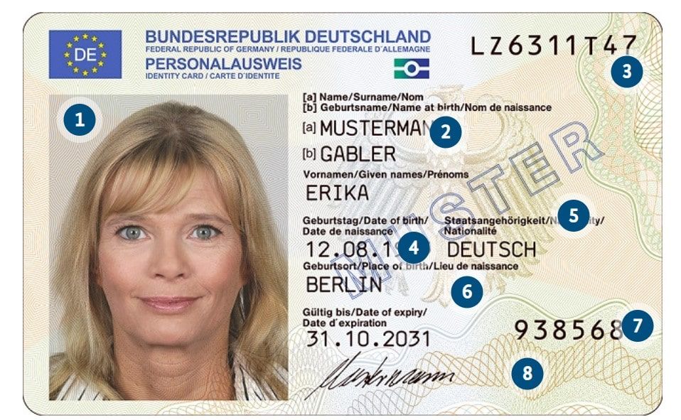 Deutscher Personalausweis, vorderseite - Quelle: personalausweisportal.de